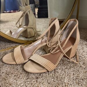 Gianni Bini Tan Strappy Block Heels